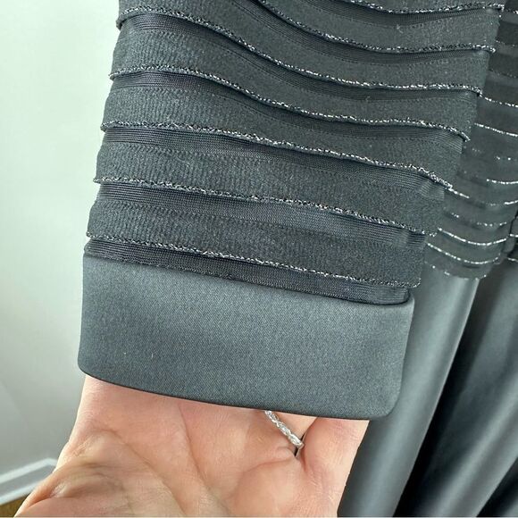 JS Collections Black‎ Satin Gown W/Square Neckline and Subtle Sparkle Top Sz 14 - Picture 9 of 14